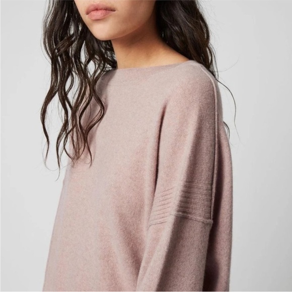 All Saints Pink Cashmere Split Hem Tara Sweater Jumper Sz XS - Picture 4 of 12